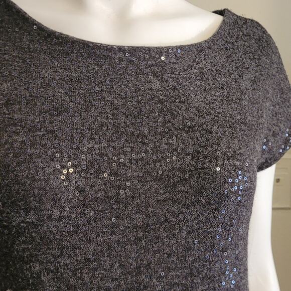 Vivienne Tam Metallic Knit Mini Dress S Cap Sleeve Stretch Lined Holiday Party - Picture 3 of 8